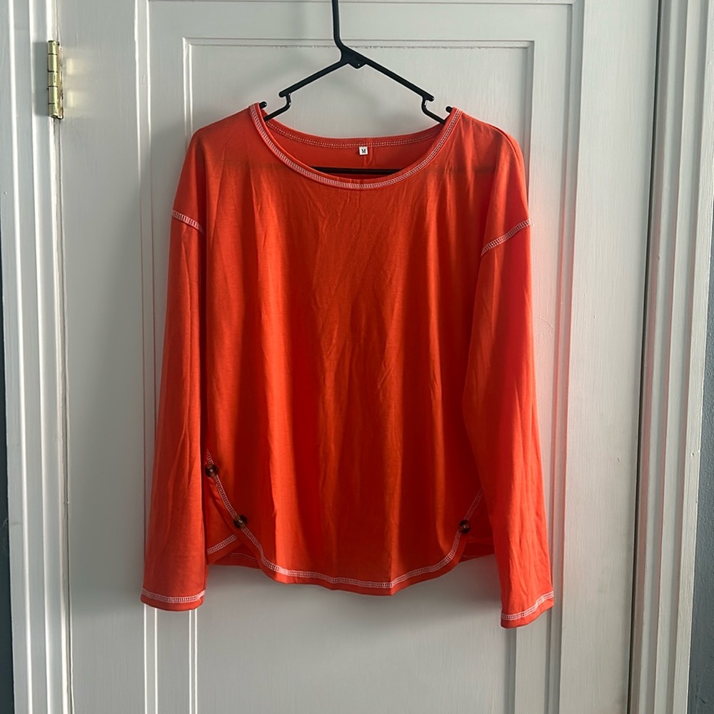 Bright Coral light weight long sleeve top